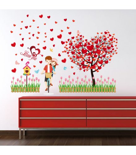 WST061 - Lovers bicycle love tree wall sticker